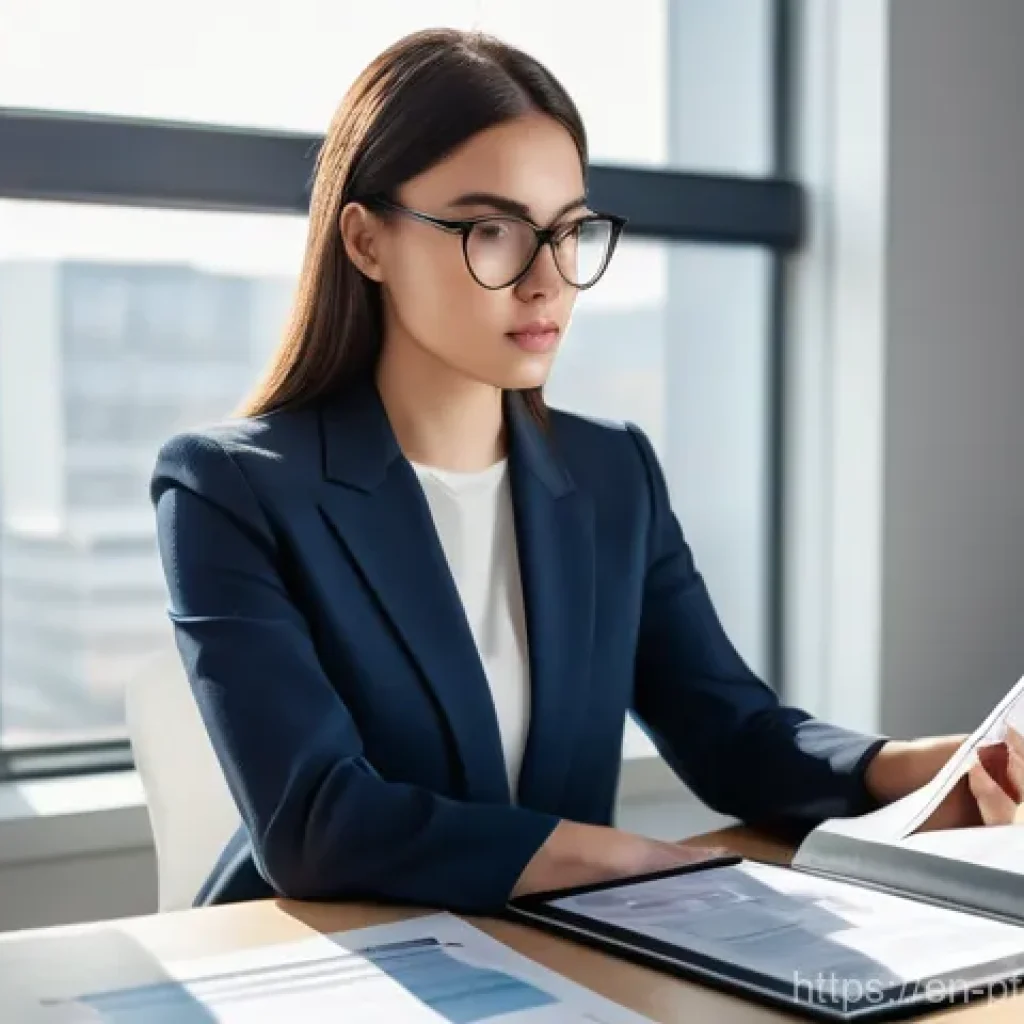 투자 포트폴리오에서 신뢰할 수 있는 데이터 원천 - **Prompt: "A focused, professional young woman in her late 20s, wearing smart business casual attire...