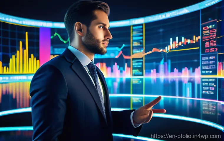 투자 포트폴리오에서 신뢰할 수 있는 데이터 원천 - **Prompt: "An experienced male investor in his late 40s, wearing a button-up shirt and a sweater (fu...