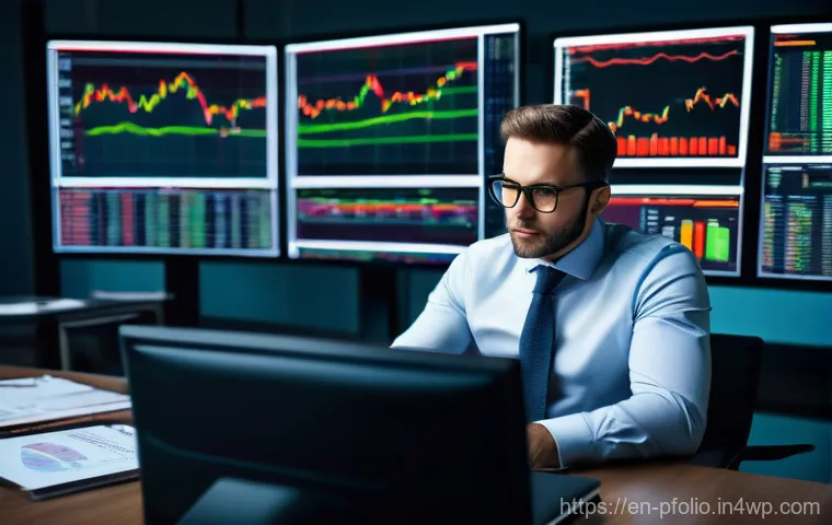 투자 포트폴리오의 성공적인 피드백 루프 구축 - **Prompt:** A focused, professionally dressed investor, in their late 30s, is seated at a sophistica...