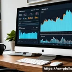 리스크 수준에 따른 포트폴리오 전략 조정 - A professional investor’s workspace featuring three distinct portfolio charts displayed on multiple ...