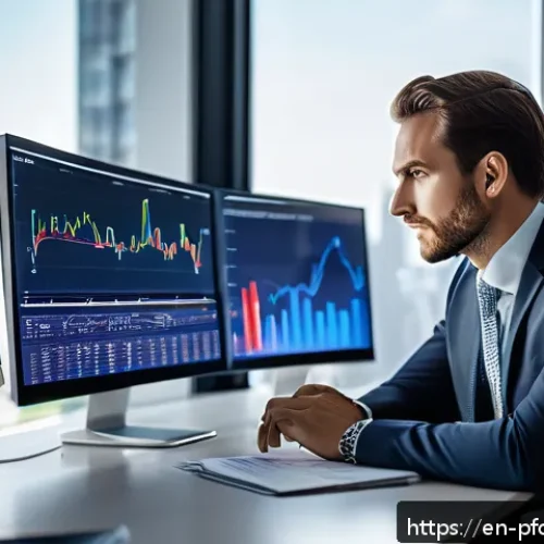 주식 포트폴리오의 비율 조정 방법 - A professional investor sitting at a sleek modern desk in a bright office, analyzing multiple digita...