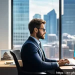 포트폴리오 다양화의 심리적 장벽 극복하기 - A modern home office setting with a diverse investor thoughtfully analyzing a colorful, interactive ...